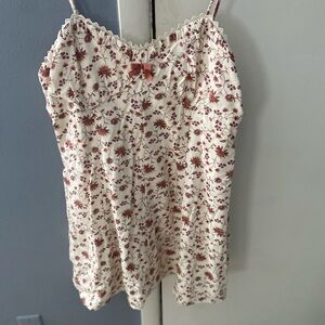 Trixxi Cream and Pink Lace-Trimmed Top